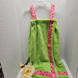 Delight Bath Shower Swimwear Cover Up Robe Towel Spa Wrap Green Pink Polka Dot